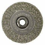 Crimped Wire Wheel, 4 in dia x 1/2 in W, 0.014 in Stainless Steel Wire, 14000 RPM 804-13085