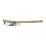 Curved Handle Scratch Brush, 13-1/2 in, 3 x 19, Steel Bristle, Curved Wood Handle 804-25150