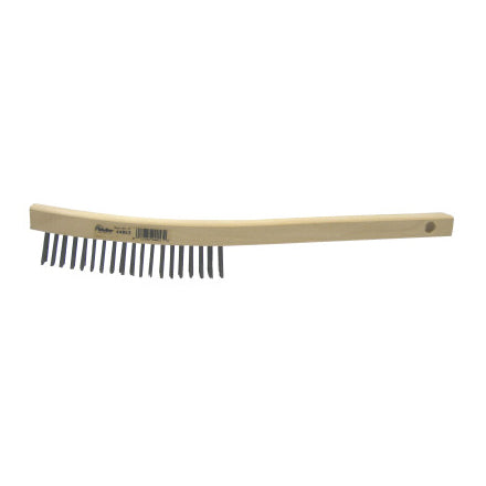 Curved Handle Scratch Brush, 13-1/2 in, 3 x 19, Steel Bristle, Curved Wood Handle 804-25150