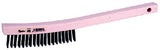 Curved Handle Scratch Brush, 14 in, 3 x 19 Rows, Steel Wire, Wood Handle 804-44053