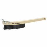 Curved Handle Scratch Brush, 14 in L , 3X19 Rows, Steel Wire, Wood Handle, Scraper 804-44055
