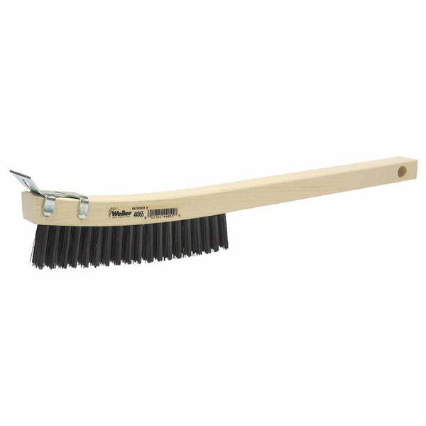 Curved Handle Scratch Brush, 14 in L , 3X19 Rows, Steel Wire, Wood Handle, Scraper 804-44055