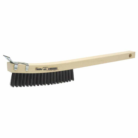 Curved Handle Scratch Brush, 14 in L , 3X19 Rows, Steel Wire, Wood Handle, Scraper 804-44055