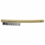 Economy Scratch Brushes, 14 in, 4 X 18 Rows, Steel Wire, Curved Hardwood Handle 804-25201