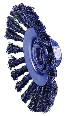 Knot Wire Bevel Wheel, 4 in D x 3/8 in W, .014 in Steel Wire, 12,500 rpm 804-13406