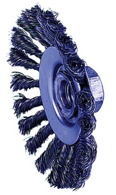 Knot Wire Bevel Wheel, 4-1/2 in dia x 3/8 in W Face, 0.020 in Steel Wire, 12500 RPM 804-13476