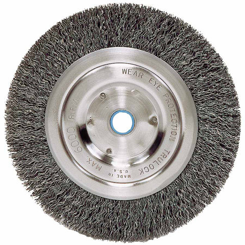 Medium-Face Crimped Wire Wheel, 6 in dia x 5/8 in W, 0.014 in Steel Wire, 6000 rpm 804-02325