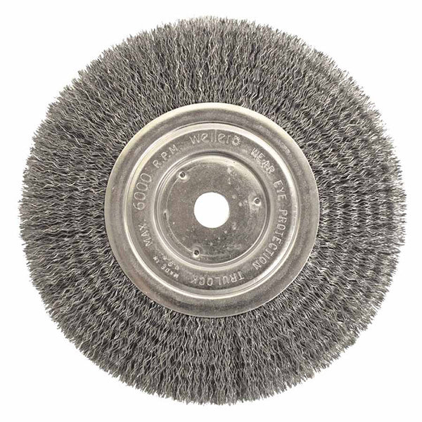 Medium-Face Crimped Wire Wheel, 7 in D x 3/4 in W, .014 in Steel Wire, 6,000 rpm 804-02335