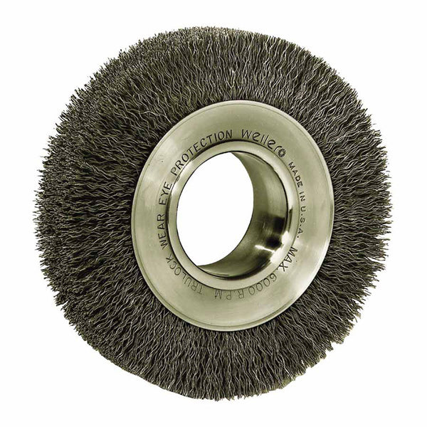 Medium-Face Crimped Wire Wheel, 6 in D x 1 in W, .0118 in Steel Wire, 6,000 rpm 804-06070
