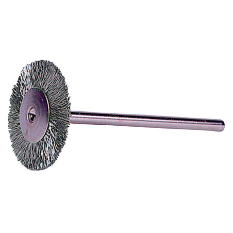 Miniature Stem-Mounted Wheel Brush, 3/4 in Dia., 0.003 in Steel Wire, 37,000 rpm 804-26000