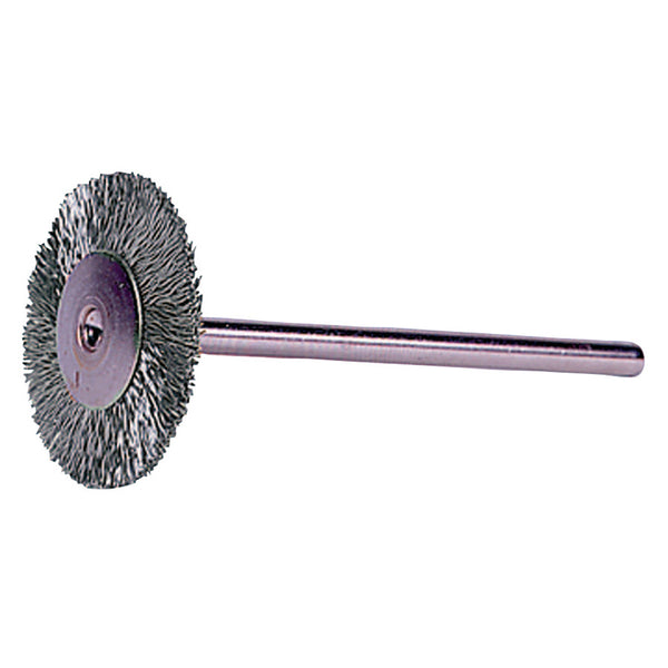 Miniature Stem-Mounted Wheel Brush, 3/4 in Dia., 0.005 SS Wire, 37,000 rpm 804-26005