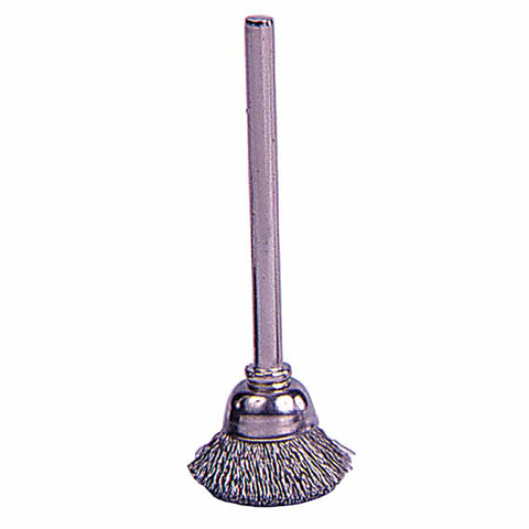 Miniature Stem-Mounted Cup Brush, 5/8 in Dia., .005 in Steel Wire 804-26074