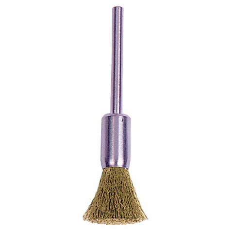 Miniature Stem-Mounted End Brush, Brass, 1/4 in x 0.005 in, 37,000 rpm 804-26106