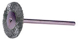Miniature Stem-Mounted Wheel Brush, 1 in Dia., 0.003 in Steel Wire, 37,000 rpm 804-26012
