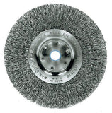 Narrow Face Crimped Wire Wheel, 6 in dia x 3/4 in W Face, 0.014 in Steel Wire, 6000 RPM 804-01075