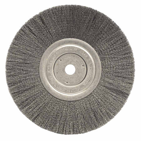 Narrow Face Crimped Wire Wheel, 8 in dia x 3/4 in W Face, 0.014 in Steel Wire, 6000 RPM 804-01175