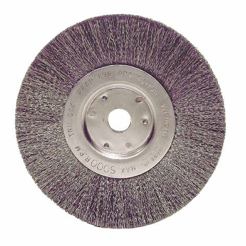 Narrow Face Crimped Wire Wheel, 6 in dia x 3/4 in W Face, 0.006 in Steel Wire, 6000 RPM 804-01035