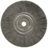 Narrow Face Crimped Wire Wheel, 8 in dia x 3/4 in W, 0.014 in Steel Wire, 6000 rpm 804-01178