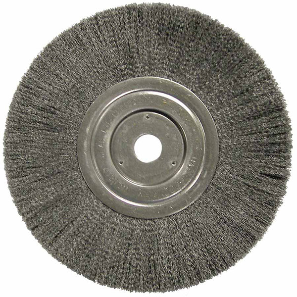 Narrow Face Crimped Wire Wheel, 8 in dia x 3/4 in W, 0.014 in Steel Wire, 6000 rpm 804-01178