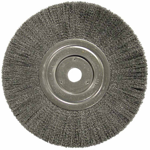 Narrow Face Crimped Wire Wheel, 8 in dia x 3/4 in W, 0.014 in Steel Wire, 6000 rpm 804-01178