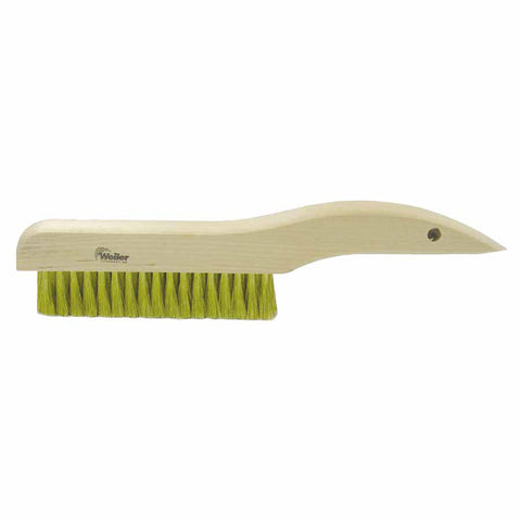 Plater's Brushes, 13 in L, 3 X 19 Rows, Brass Wire, Curved Wood Handle 804-44118
