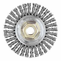 Roughneck Stringer Bead Twist Knot Wire Wheel, 4 in dia x 3/16 in W Face, 0.020 in Stainless Steel Wire, 20000 RPM 804-13135