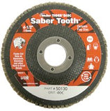 Tiger Saber Tooth Ceramic High Density Flap Disc, 4-1/2 in dia, 40 Grit, 7/8 in Arbor, 13000 RPM, Type 27 804-50130