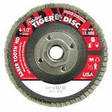 Tiger Saber Tooth Ceramic High Density Flap Disc, 4-1/2 in dia, 40 Grit, 5/8 in-11, 13000 RPM, Type 27 804-50133