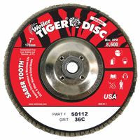 Saber Tooth Ceramic Flap Discs, 7 in, 36 Grit, 5/8 Arbor, 12,000 rpm 804-50112