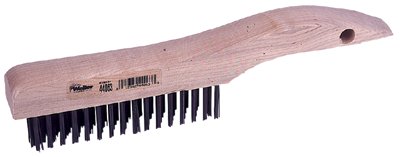 Shoe Handle Scratch Brush, 10 in, 4 x 16 Rows, Steel Wire, Wood Handle 804-44063