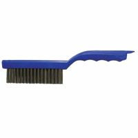 Shoe Handle Scratch Brush, 11 in, 4 x 16 Rows, Stainless Steel Wire, Plastic Handle 804-44299