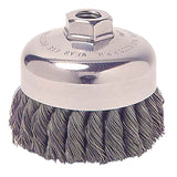 Single Row Heavy-Duty Knot Wire Cup Brush, 4 in dia, 5/8-11 UNC, 0.014 Steel Wire 804-12306