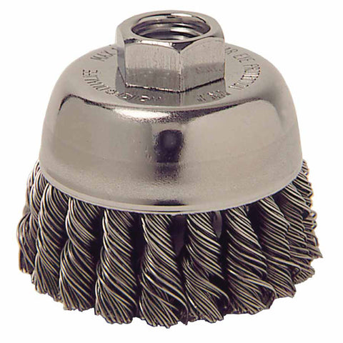 Single Row Heavy-Duty Knot Wire Cup Brush, 2-3/4 dia, 0.014 Steel wire, Display Pack 804-13025