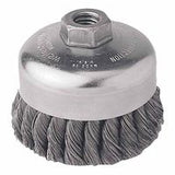 Single Row Heavy-Duty Knot Wire Cup Brush, 4 in Dia., Cable Twist, .023 Steel 804-12206