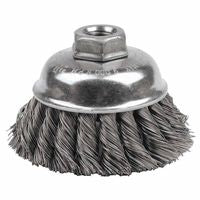 Single Row Heavy-Duty Knot Wire Cup Brush, 3 1/2 in Dia., 5/8-11 UNC, .014 Steel 804-12736