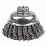 Single Row Heavy-Duty Knot Cup Brush, 3-1/2 in dia, 5/8-11, 0.02 Steel 804-12746
