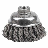 Single Row Heavy-Duty Knot Cup Brush, 3-1/2 in dia, 5/8-11, 0.02 Steel 804-12746