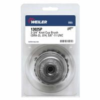 Single Row Heavy-Duty Knot Wire Cup Brush, 2 3/4 in Dia., 5/8-11 UNC, .014 Steel 804-13025P