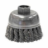Single Row Heavy-Duty Knot Wire Cup Brush, 2 3/4 in Dia., 3/8-24 UNF, .02 Steel 804-13284