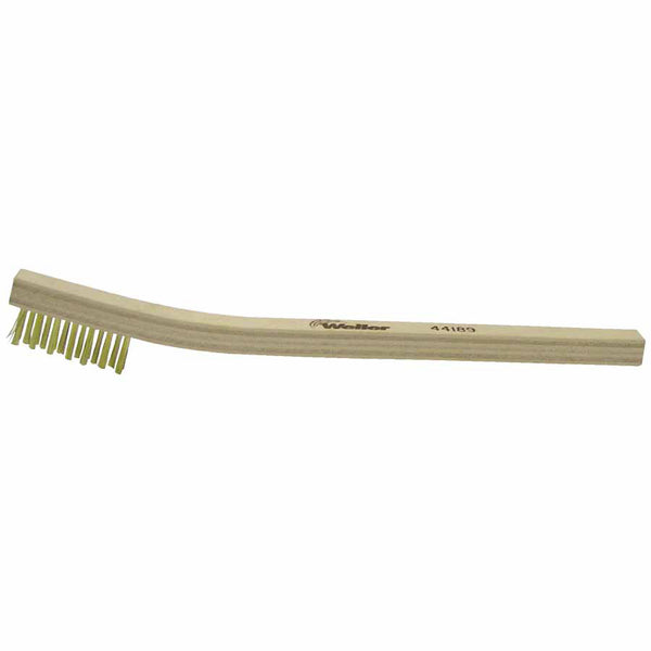 Small Hand Scratch Brush, 7-1/2 in, 3 X 7 Rows, Brass Wire, Curved Wood Handle 804-44189