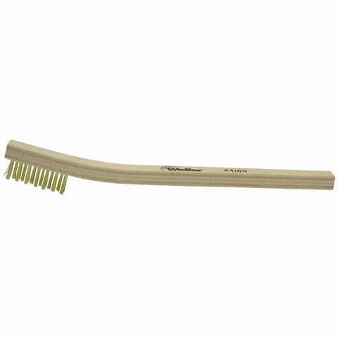 Small Hand Scratch Brush, 7-1/2 in, 3 X 7 Rows, Brass Wire, Curved Wood Handle 804-44189