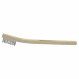 Small Hand Scratch Brush, 8-3/4 in, 2 x 9 Rows, SS Wire, Curved Wood Handle 804-95013