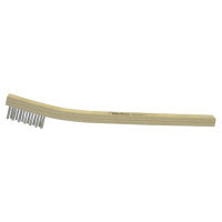 Small Hand Scratch Brushes, 8-3/4 in L, 2 X 9 Rows, Brass Wire, Curved Wood Handle 804-95014