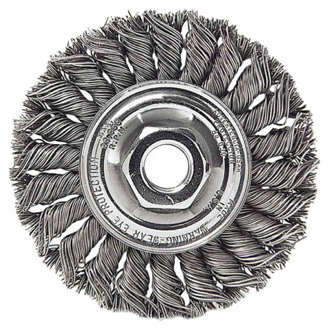Standard Twist Knot Wire Wheel, 3 in dia x 3/8 in W Face, 0.014 in Steel Wire, 25000 RPM 804-08014
