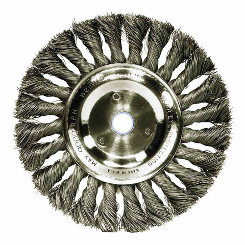 Standard Twist Knot Wire Wheel, 6 in D x 1/2 in W, .014 in Steel Wire, 9,000 rpm 804-08085