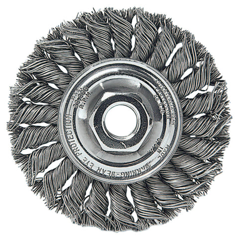Standard Twist Knot Wire Wheel, 4 in dia x 1/2 in W Face, 0.014 in Steel Wire, 20000 RPM 804-13106