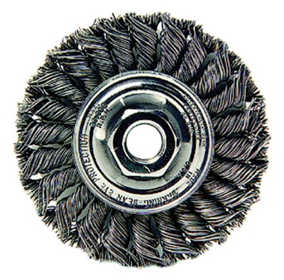 Standard Twist Knot Wire Wheel, 4 in dia x 1/2 in W Face, 0.020 in Steel Wire, 20000 RPM 804-13120