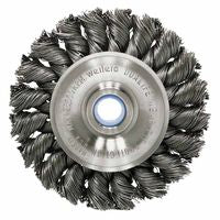 Standard Twist Knot Wire Wheel, 3 in D x 3/8 in W, .02 in Steel, 1/2-3/8 Arbor 804-08024