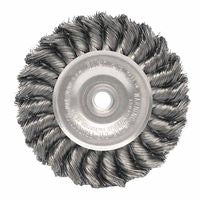 Standard Twist Knot Wire Wheel, 4 in dia x 1/2 in W Face, 0.014 in Steel Wire, 20000 RPM 804-08044