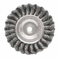 Standard Twist Knot Wire Wheel, 4 in dia x 1/2 in W Face, 0.020 in Stainless Steel Wire, 20000 RPM 804-08314